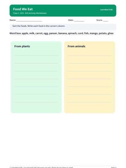 Class 2 EVS Activity Worksheets — sample page 3