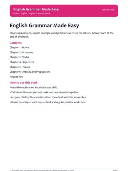 Class 5 English Grammar eBook — sample page 1