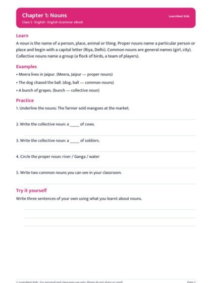 Class 5 English Grammar eBook — sample page 2