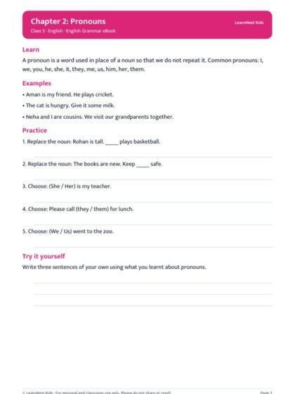Class 5 English Grammar eBook — sample page 3