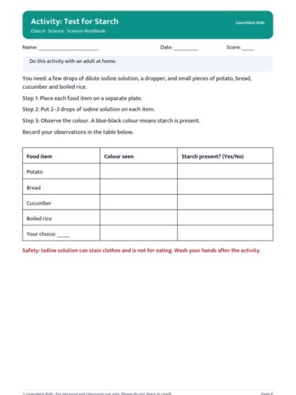 Class 6 Science Workbook — sample page 3